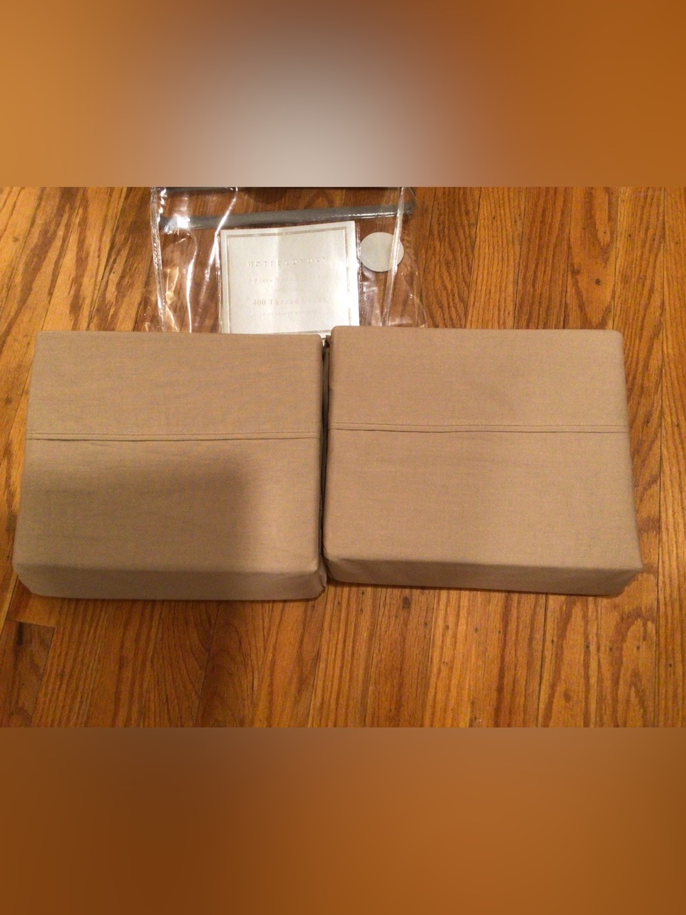 2 CAMEL TWIN FLAT COTTON TOP SHEETS- NEW IN PACKAGE- HOTEL LUXURY